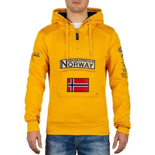 Geographical Norway Kapuzenpullover Herren Regular Fit Hoodie bagymclass men mit Norwegen Fahne als Emblem gelb S
