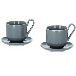 blomus Becher RO 2 Espressotassen mit Untertasse 80 ml Porzellan sharkskin