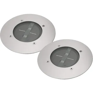 2er SET LED Solar Bodeneinbaustrahler CARLO rund Edelstahl Schutzklasse IP67
