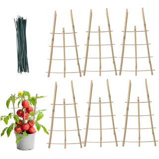 Rankgitter für Kletterpflanzen im Freien, 6 Stück Gartenspaliere, natürliches Bambus-Pflanzenspalier für den Innenbereich, flexibles Rankgitter für Topfpflanzen, Gemüse, Blumen im Innenbereich | Gar