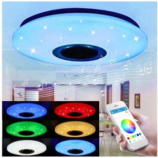 oyajia Deckenleuchte 36W RGB LED Deckenleuchte mit Bluetooth Lautsprecher, APP Dimmbare, LED fest integriert, RGB Farbwechsel (3000~6500K), Deckenlampe Dimmbar mit Fernbedienung oder APP-Steuerung, RGB Deckenleuchte für Schlafzimmer Küche Wohnzimmer