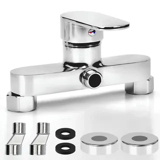 Apkezel Duscharmatur, Aufputz Mischbatterie Dusche, Einhebelmischer dusche zur Wandmontage, Armatur Dusche mit Keramikventil Kern, Chrom-Wasserhahn Dusche mit G 1⁄2 Auslauf