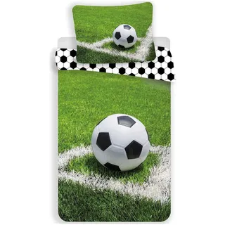 Jerry Fabrics Bettwäsche Fußball Grün 140 x 200 cm + 70 x 90 cm