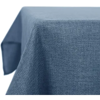 Deconovo Outdoor Tischdecken Abwischbar Fleckschutz Waschbar Blau | 1er Set, 150 x 300 cm, Abwaschbar, Leinenoptik, Wasserabweisend, Rechteckig, Dauerhaft Tischdecke, für Geburtstag
