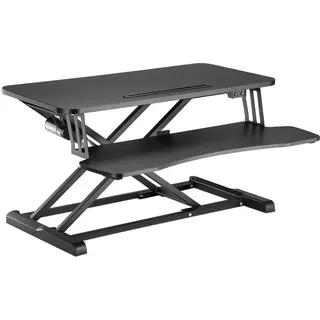 Spacetronik Schreibtischaufsatz Höhenverstellbar 15-68 cm | Steh-Sitz Schreibtisch mit X-Lift Mechanismus, Tastaturablage & Tablet-Slot, Stehpult freistehend, Traglast 20 kg, 80×40 cm