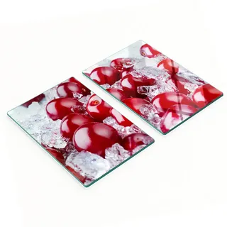 Küchenschneidebretter Aus Glas Mit Kirscheiscreme-motiv, 2 X 40 X 52 Cm