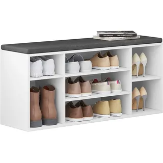 Woltu Schuhbank 103,5 x 48 x 30 cm gepolstert / weiß