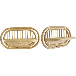 Wandregale aus naturfarbenem Rattan und Rohrgeflecht B45 cm (2er-Set) sybille