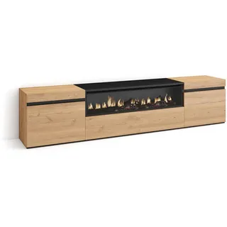 SKRAUT HOME TV-Lowboard 200x35x45cm Schwarz/Eiche Melamin