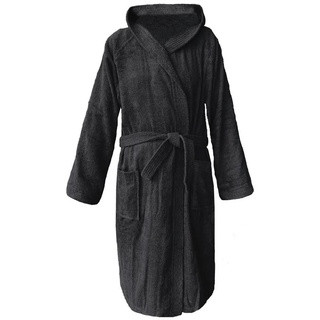 HOMELEVEL Bademantel Frottee Bademantel 100% Baumwolle Frauen Männer Damen und Herren, Baumwolle grau M