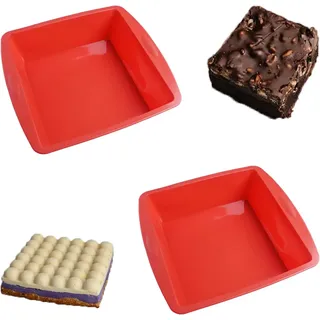 2 Stück 20 cm Silikonbackform Kastenform Antihaftende Silikon Kuchenform Eckig B
