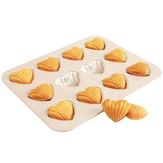 CANDeal 12 Löcher Herzform Madeleine Backblech, Mini Muffin Kuchenform, Spezialität Kuchenform, Antihaft-Beschichtung