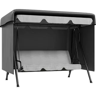 Outsunny Hollywoodschaukel Abdeckung 3 Sitzer, Wasserdicht Winterfest Schutzhülle für Gartenschaukel, Winddicht UV-Beständig Abdeckplane für Gartenmöbel, Hängesessel, 215 x 155 x 150 cm Dunkelgrau   Aosom