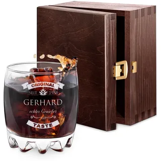 Maverton Whisky Glas 310 ml mit Gravur - Whiskey glass personalisiert - Geschenk zum Geburtstag für Männer Männergeschenke - Echter Genießer