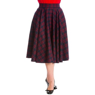 Banned A-Linien-Rock Adore Her Rot Navy Kariert Retro Vintage Swing Skirt M