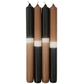 INNA-Glas Tafelkerze Dip Dye Stabkerzen LISSITA, 4 Stück, schwar bunt