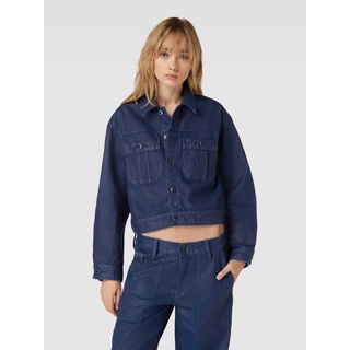 Cropped Jeansjacke mit aufgesetzten Brusttaschen, Jeansblau, M