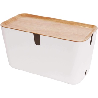 Bosign Kabelbox Hideaway XXL, Kunststoff, weiß, naturbraun, B 46 x T 21,5 x H 24,5 cm