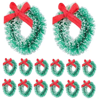Ipetboom 24stücke Miniatur-weihnachtskranz Aus Sisal Kleine Girlanden Mit Schleife Weihnachtsgirlande Für Türrahmen Tischdeko Und Kamin Weihnachtsdekoration Für Feiertage Und Neujahr