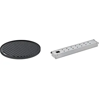 RÖSLE VARIO Grillplatte, Hochwertige Grillplatte aus Gusseisen & Räucherbox VIDERO Edelstahl, Hochwertige Smokerbox für Raucharoma im Gasgrill, Edelstahl 18/10