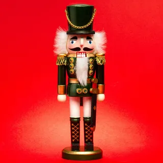 SIKORA NK-I Deko Nussknacker Figur aus Holz Verschiedene Motive 3 Größen, Größe:Höhe ca. 28 cm, Farbe/Modell:Soldat grün Weiss