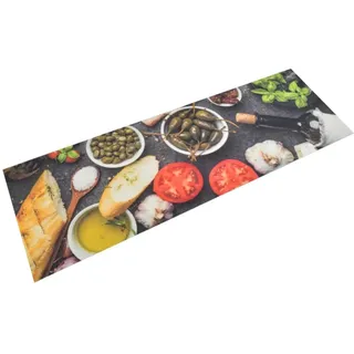 Mangloder Küchenteppich Waschbar Wein und Essen 60x180 cm Samt mit Latexunterseite, rutschfest, saugfähig, flach, für innen und außen, leicht aufzurollen, schmutzfangmatte für Flur und terrasse