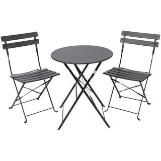 Albatros Bistroset 3-teilig Schwarz Bistrotisch mit 2 Stühlen klappbare Stühle und Tisch aus robustem Metall optimal als Balkonmöbel Set