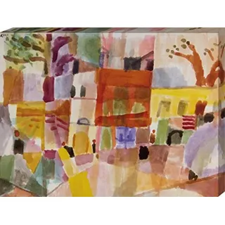 1art1 Paul Klee Poster Rote Und Gelbe Häuser In Tunis, 1914 Bilder Leinwand-Bild Auf Keilrahmen | XXL-Wandbild Poster Kunstdruck Als Leinwandbild 80x60 cm
