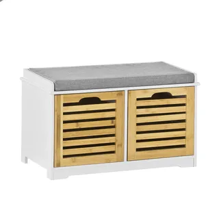 SoBuy Schuhbank Natur, 71x43x34 cm, Garderobe, Garderobenbänke, Schuhbänke