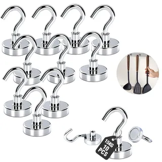 Giantzhong Magnethaken für Camping-​10 Stück | 20 X 33mm | 15 kg Haftkraft | Neodym Magnete Stark für kreuzfahrt, Werkstatteinrichtung, Küche, Badezimmer, Ohne Bohren Abnehmba