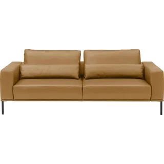 Musterring 3-Sitzer MUSTERRING "JustBPM100, 242 cm breit, aus hochwertigem Leder", curcuma, B:242cm H:88cm T:107cm, 100% Leder, Sofas, XL-Sofa, wahlweise mit Nierenkissen und mot. Sitzauszug, Fuß schwarz