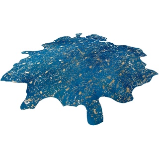 Fellteppich KAYOOM "Glam 410 Lederteppich" Teppiche Gr. B/L: 120 cm x 190 cm, 3 mm, 1 St., blau (blau, gold) Esszimmerteppiche