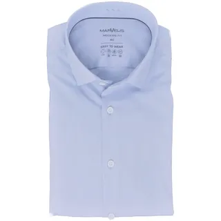 Marvelis Herren Easy to Wear Hemd Modern Fit Kent Kragen Langarm Stretch Einfarbig Hellblau, Kragenweite:39 - 40