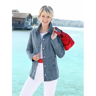 Jeansjacke CLASSIC BASICS, Damen, Gr. 46, blau (blau, bleached), 81% Baumwolle, 17% Polyester, 2% Elasthan, unifarben, Jacken Jeansjacke