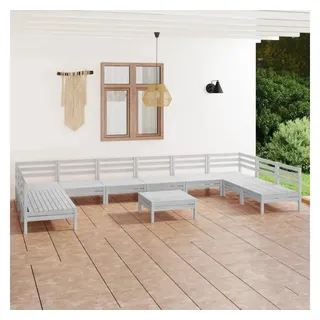 furnicato Garten-Essgruppe Gartenmöbel-Set aus massivem Kiefernholz Weiß 63,5x63,5x62,5 cm, (1-tlg), Witterungsbeständige Sitzgruppe im modularen Paletten-Design weiß