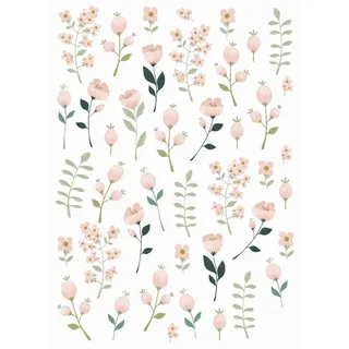 Estahome Wandtattoo Blumen Weiß Rosa und Grün 47,5 cm x 66 cm 156114