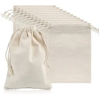 Naler 12 Stück Jute-Leinen-Beutel, Beutel mit Kordelzug, Hochzeit, Party, Schmuck, Vintage-Party, Aufbewahrung, Geschenkbeutel, 10 x 15 cm