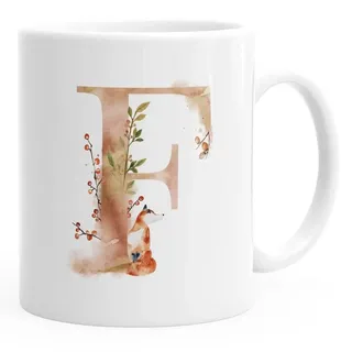 Autiga Tasse Buchstaben-Tasse "[object Object]" Tasse mit Buchstabe Alphabet Monogramm Watercolor gezeichnet Kaffeetasse Autiga®, Keramik weiß
