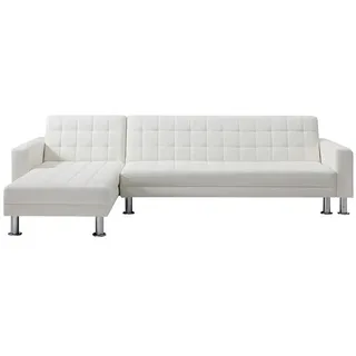 Vente-Unique Schlafsofa, Weiß, Leder, Uni, 5-Sitzer, 290x79x173 cm, Wohnzimmer, Sofas & Couches, Schlafsofas
