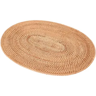 Kueohse Rattan Gewebte Tischsets Ovale Runde Tischsets rutschfeste HitzebestäNdiges Tischset NatüRliches Mehrzweck Tischset 30X40Cm
