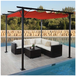 Pergola MCW-C42, Garten Pavillon, stabiles 6cm-Gestell + Schiebedach ~ 3x3m terracotta