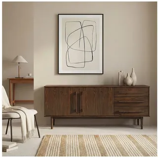 IDIMEX Sideboard TECCA, Wohnzimmer Kommode mit Türen 3 Schubladen Massivholz nussbaum farben braun