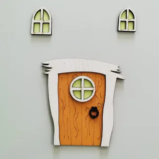 Dimoxii Wichteltür Weihnachten Set aus Hölz - Nissedor Miniatur Wichtel Tür mit Fenster - Weihnachtswichtel Tür (Orange)