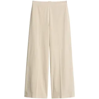 Samthose MARC O'POLO "MARGO WIDE", Damen, Gr. 44, N-Gr, linen beige, Samt, Obermaterial: 98% Baumwolle, 2% Elasthan, weit lang, Hosen Samthose, Model Margo wide aus Organic Cotton-Stretch