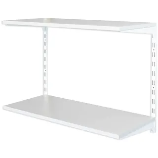 Biedrax Wandregal - Grundregal 20 x 80 x 50 cm, Farbe weiss - 2 Fachboden grau