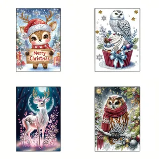 Diamond Art Painting Notizbuch A5, DIY 50 Seiten Skizzenbuch Blanko, Weihnachten Diamont Painting Notizbuch mit Exquisitem Musterdesign, Tagebuch Leder, Skizzenbuch-4 Stuck-C