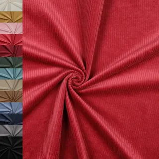 MAGAM-Stoffe Leoni Stretch Breitcord Cordstoff Bekleidung Möbel Meterware 50cm (04. Rot)