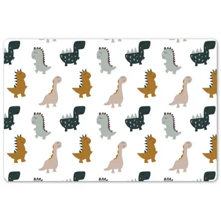 MuchoWow Platzset Dino - Kinder - Dinosaurier - Pastell - Muster, (1-St), Kinder-Arbeitsunterlage Schreibtisch, Bastelmatte Kind, Zeichenmatte 45 cm x 30 cm x 30 mm