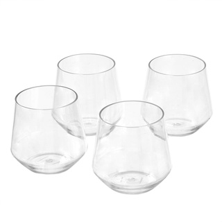 Amazon Basics Tritan Weinglas, BPA-frei, Kunststoff, ohne Stiel, 370 ml, transparent, 4 Stück, Klar