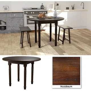 Esstisch klein, 70 x 75 cm (Ø x H) Nussbaum, runder vintage Küchentisch, Industrie-Design, vintagebraun-schwarz Esstisch Esszimmertisch Wohnzimme... - Braun